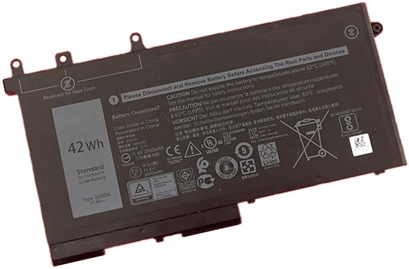 Battery for Dell latitude 5280, 5290, 5480, 5590 (3DDDG, 3VC9Y)