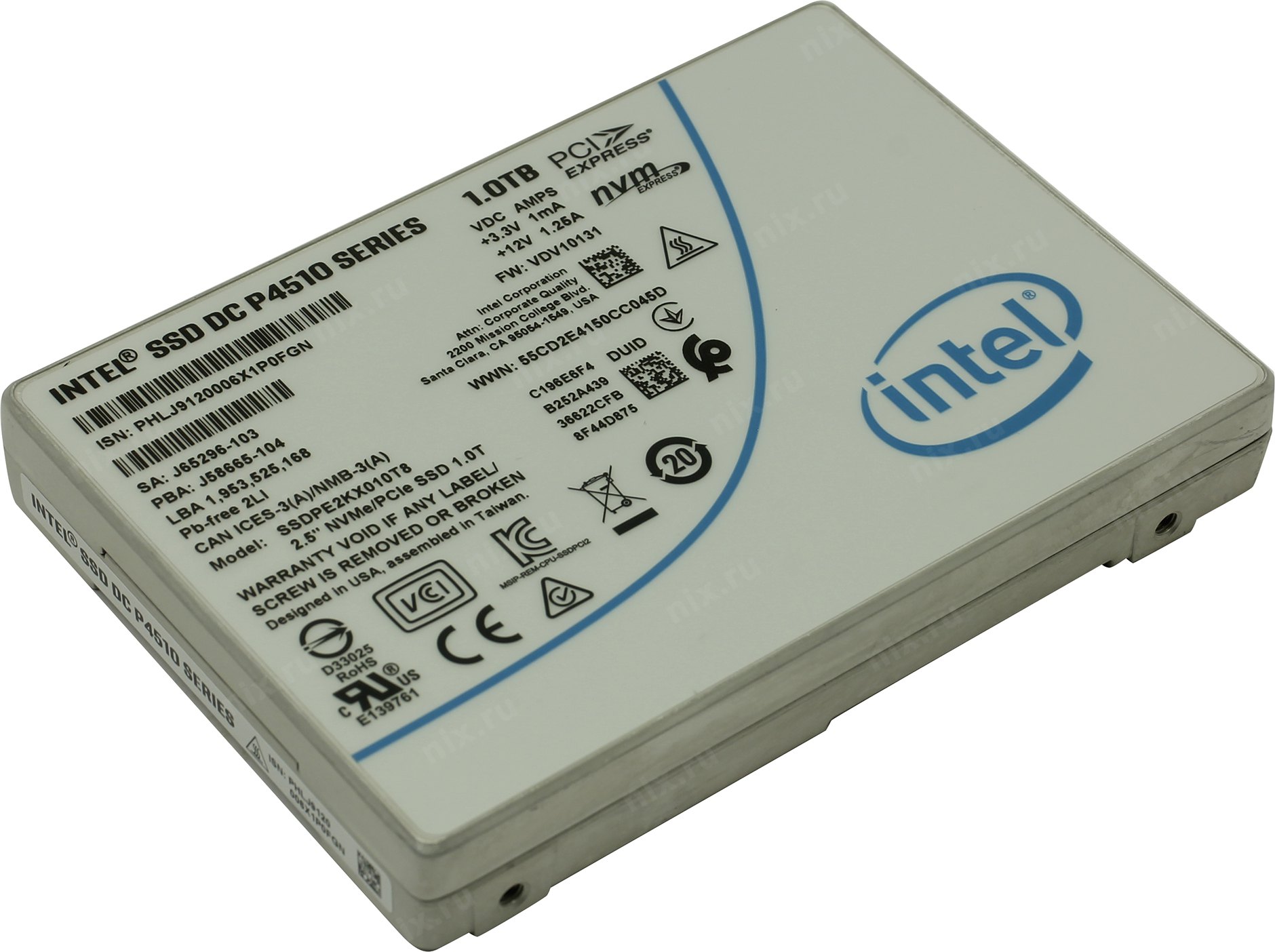 Intel® SSD DC P4510 Series (1.0TB, 2.5in PCIe 3.1 x4, NVMe 3D2, TLC)