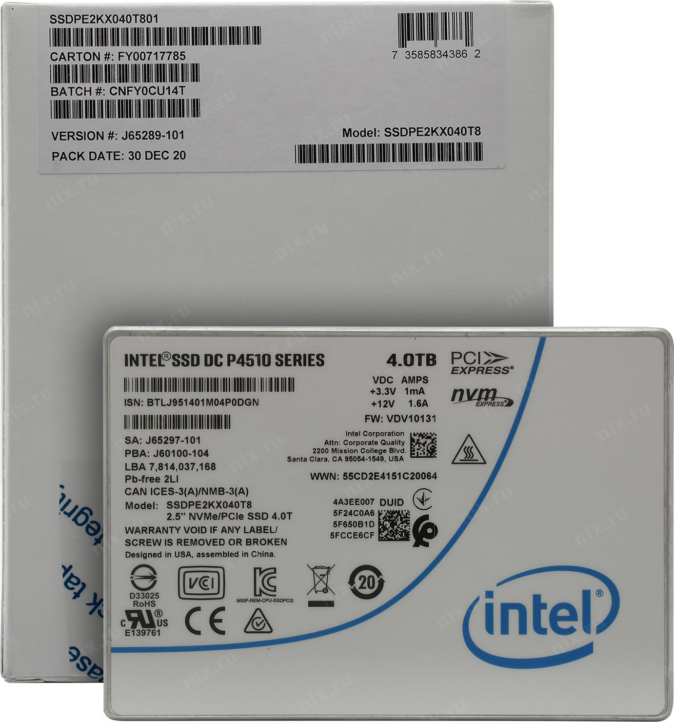 Intel® SSD DC P4510 Series (4.0TB, 2.5in PCIe 3.1 x4, NVMe 3D2, TLC)
