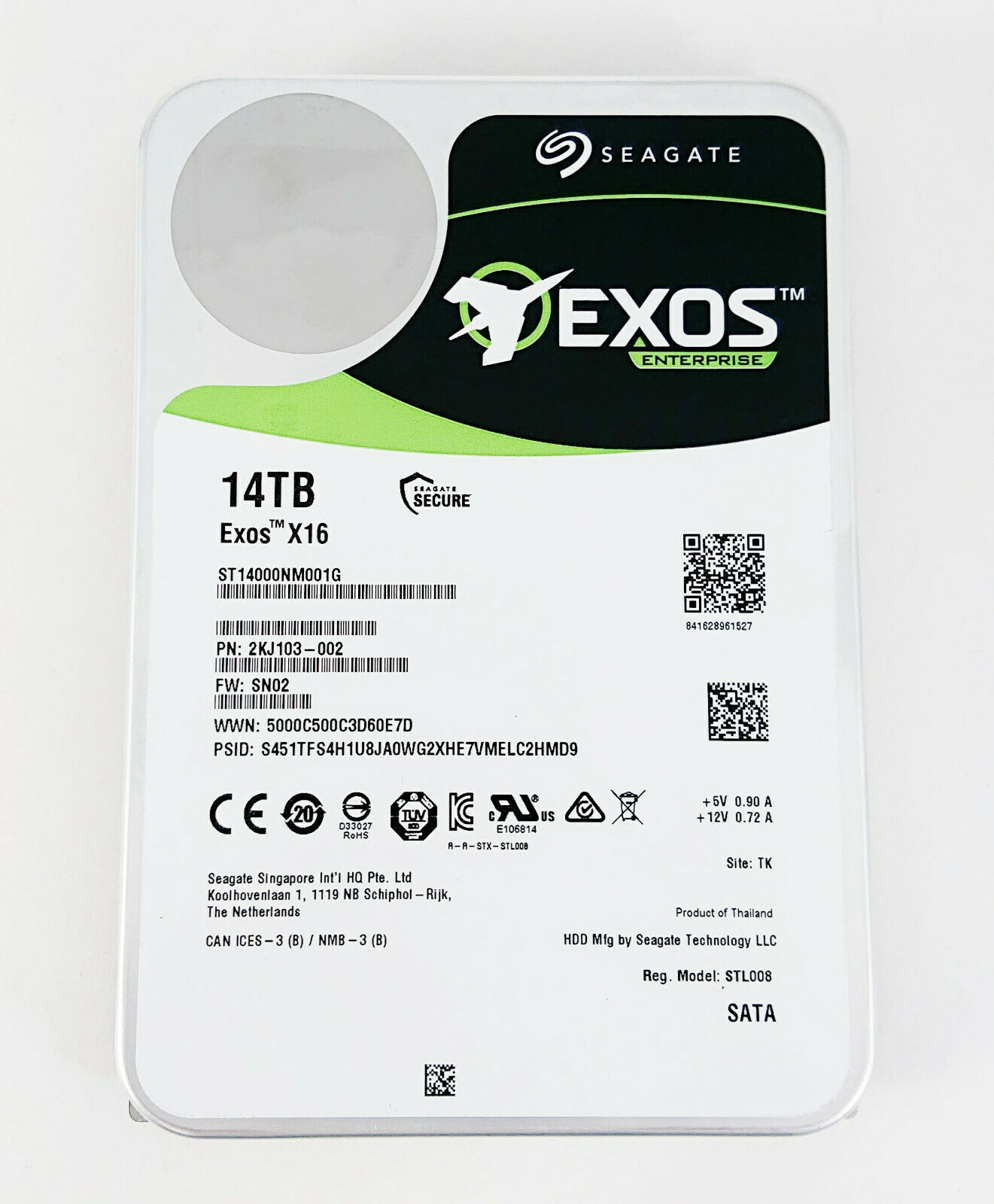 Seagate Exos X16 ST14000NM004G 14TB HDD; 3.5″