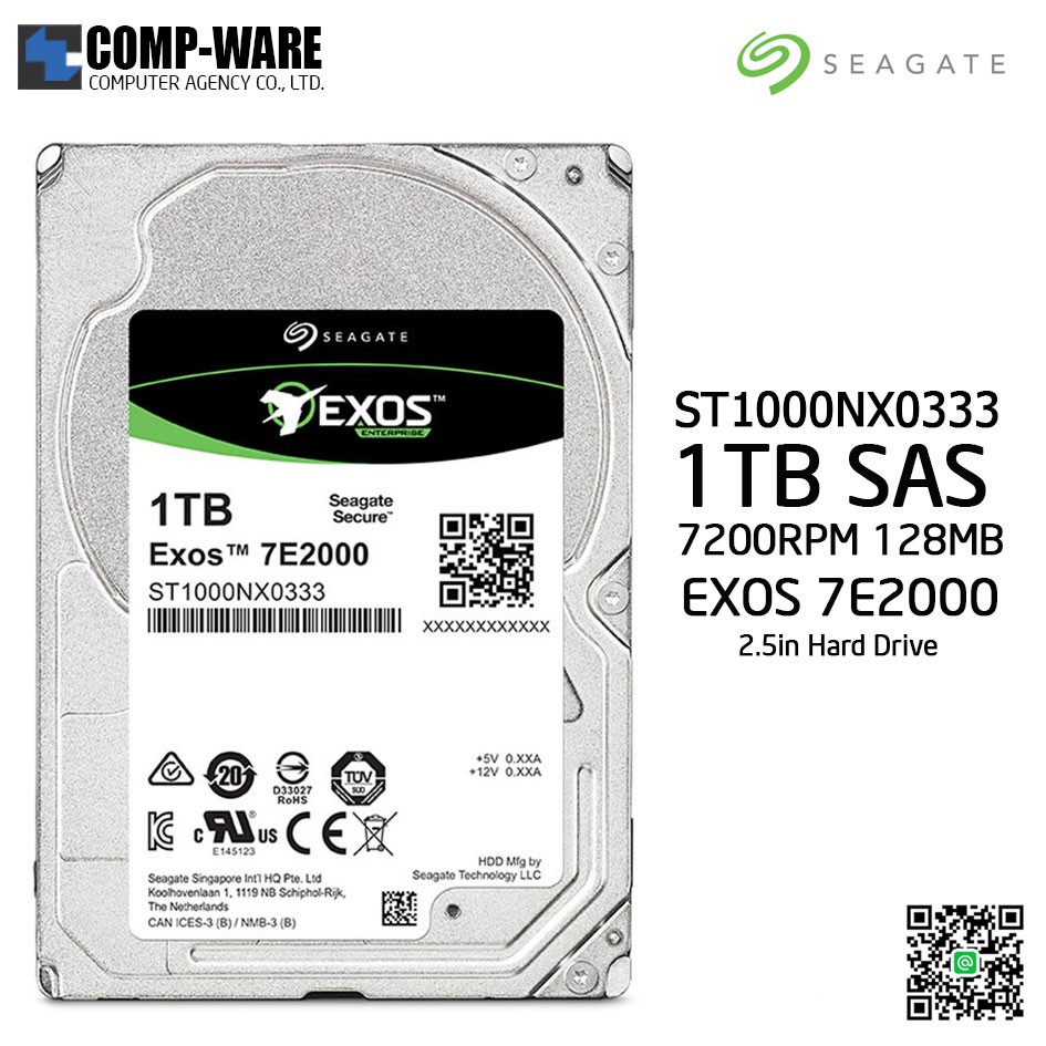 Seagate Exos 7E2000 ST1000NX0333 1TB 512e SAS 2.5″ Drive