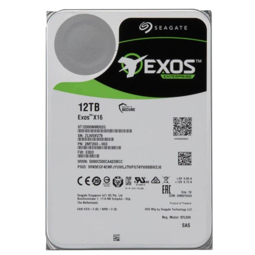 Seagate Exos X16 ST12000NM002G 12TB HDD; 3.5″