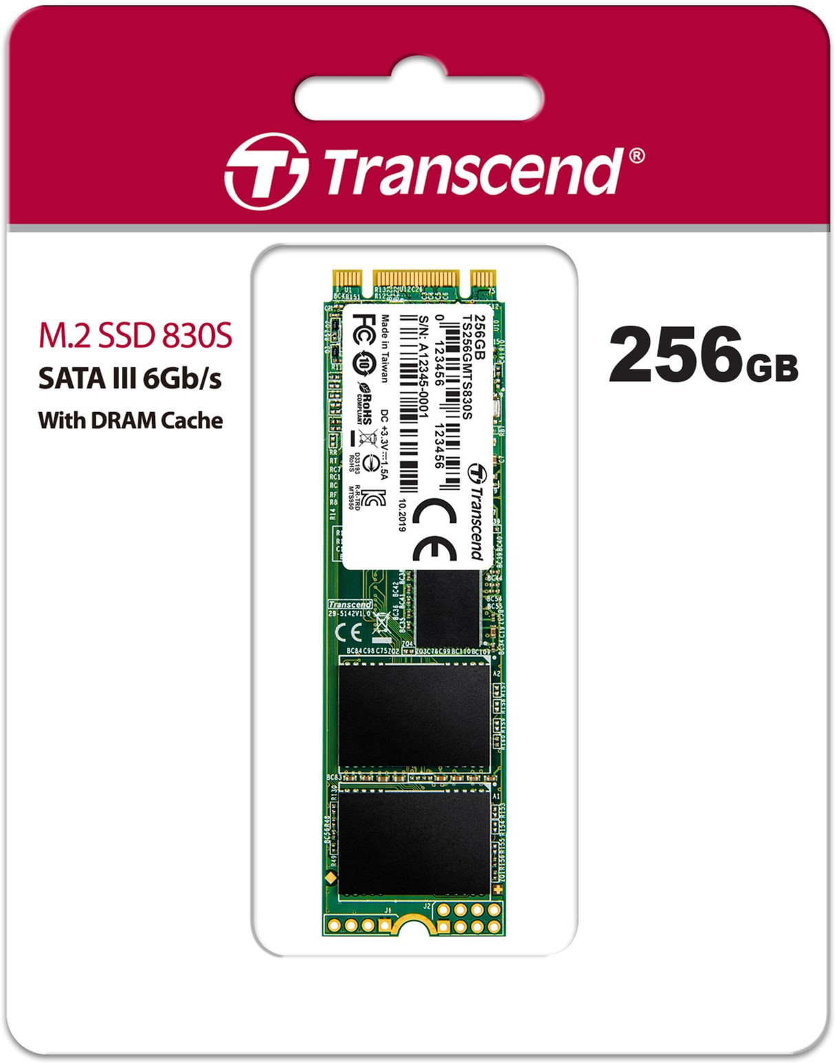 Transcend MTS830 Series 256GB M.2 2280 SATA 6Gb/s SSD