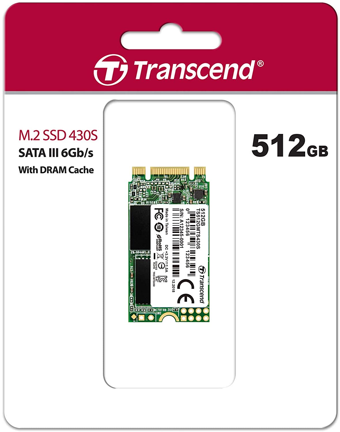 Transcend MTS430 Series 512GB M.2 2242 SATA 6Gb/s SSD