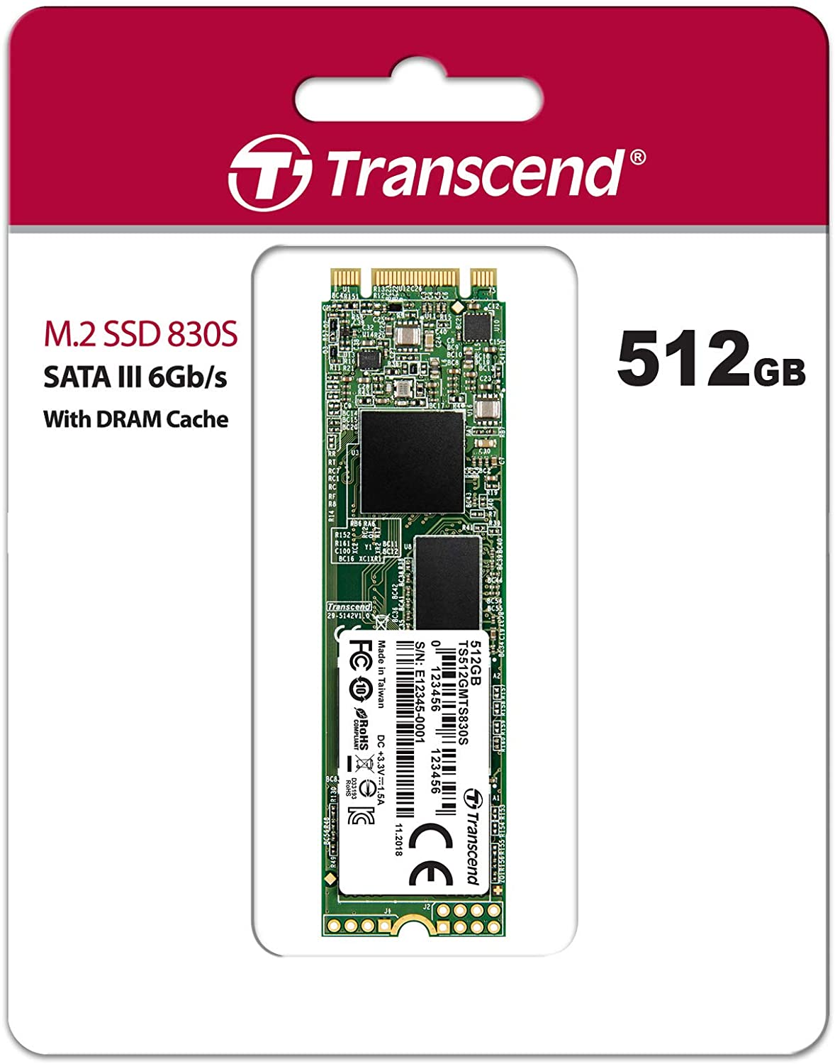 Transcend MTS830 Series 512GB M.2 2280 SATA 6Gb/s SSD