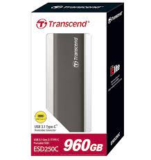 Transcend 960GB ESD250C Super Slim Silver Gray Portable External SSD