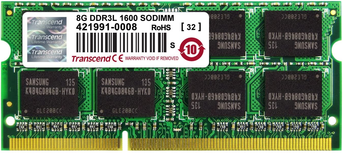Transcend 8GB DDR3L-1600 Dual Voltage 204-Pin Unbuffered SO-DIMM