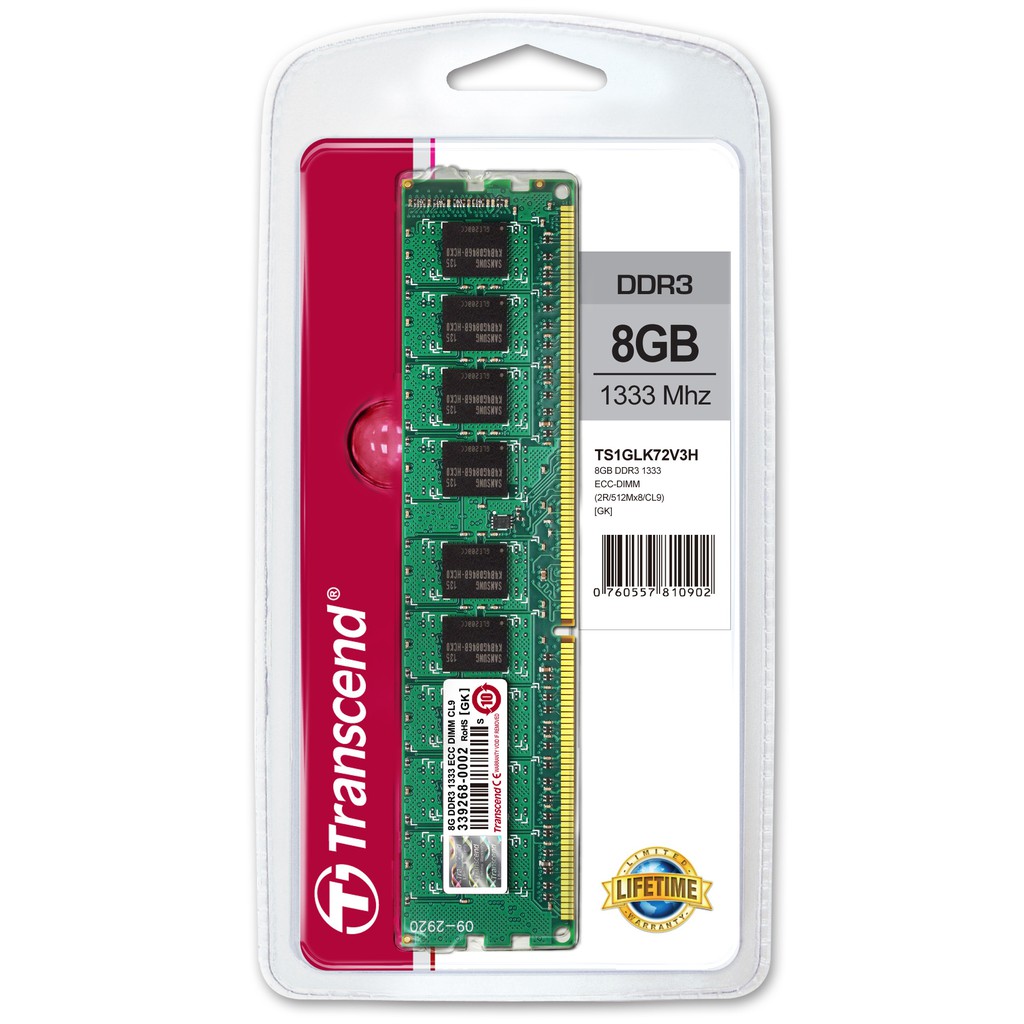 Transcend 8GB Unregistered ECC DDR3-1333 240-Pin ECC DIMM