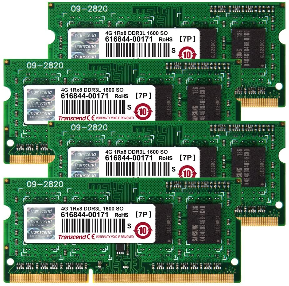 Transcend JetMemory™ 16GB KIT (4GB X 4)  DDR3L-1600 SO-DIMM