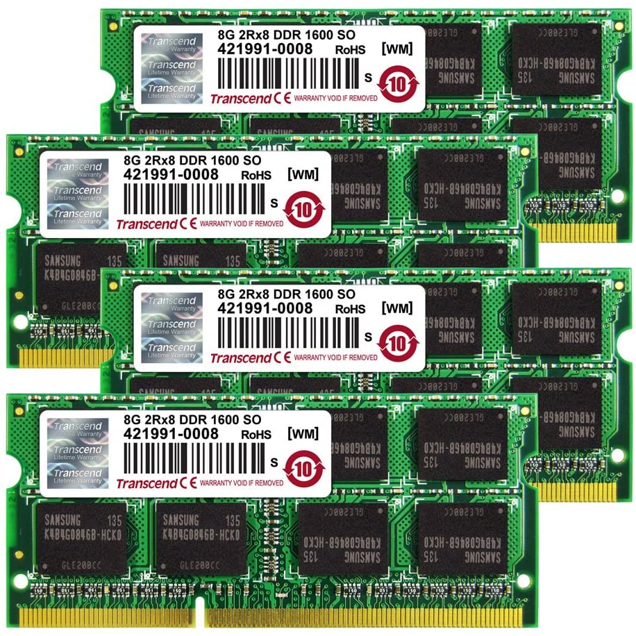Transcend JetMemory™ 32GB KIT (8GB X 4)  DDR3L-1600 SO-DIMM