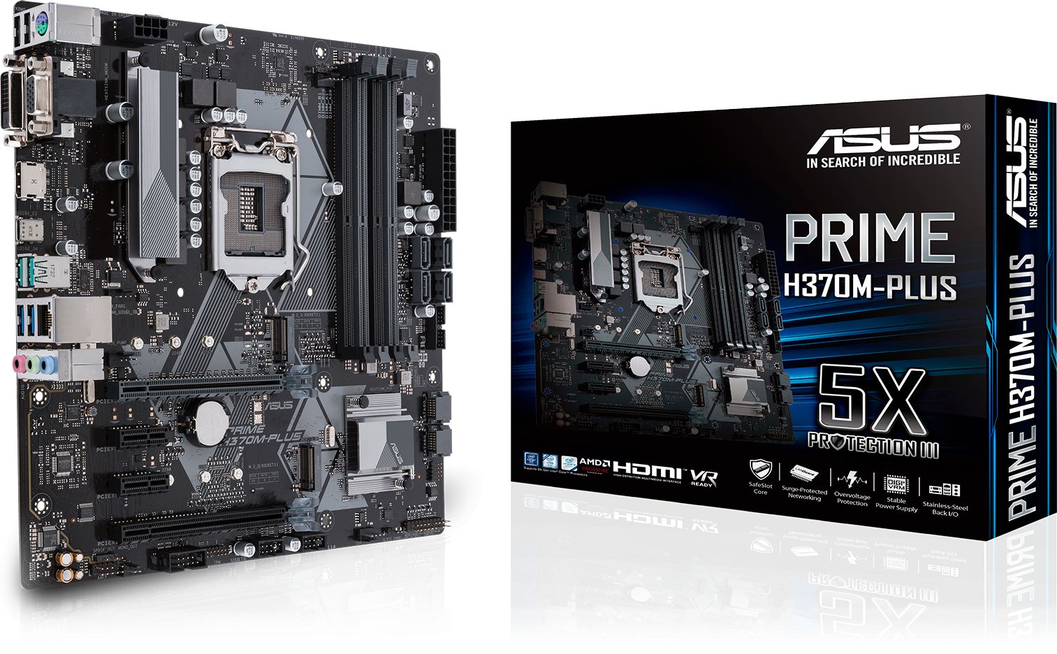 ASUS PRIME H370M-PLUS LGA1151 socket for 8th Generation Intel® Core™ i7/ i5/ i3 Pentium® and Celeron® processors